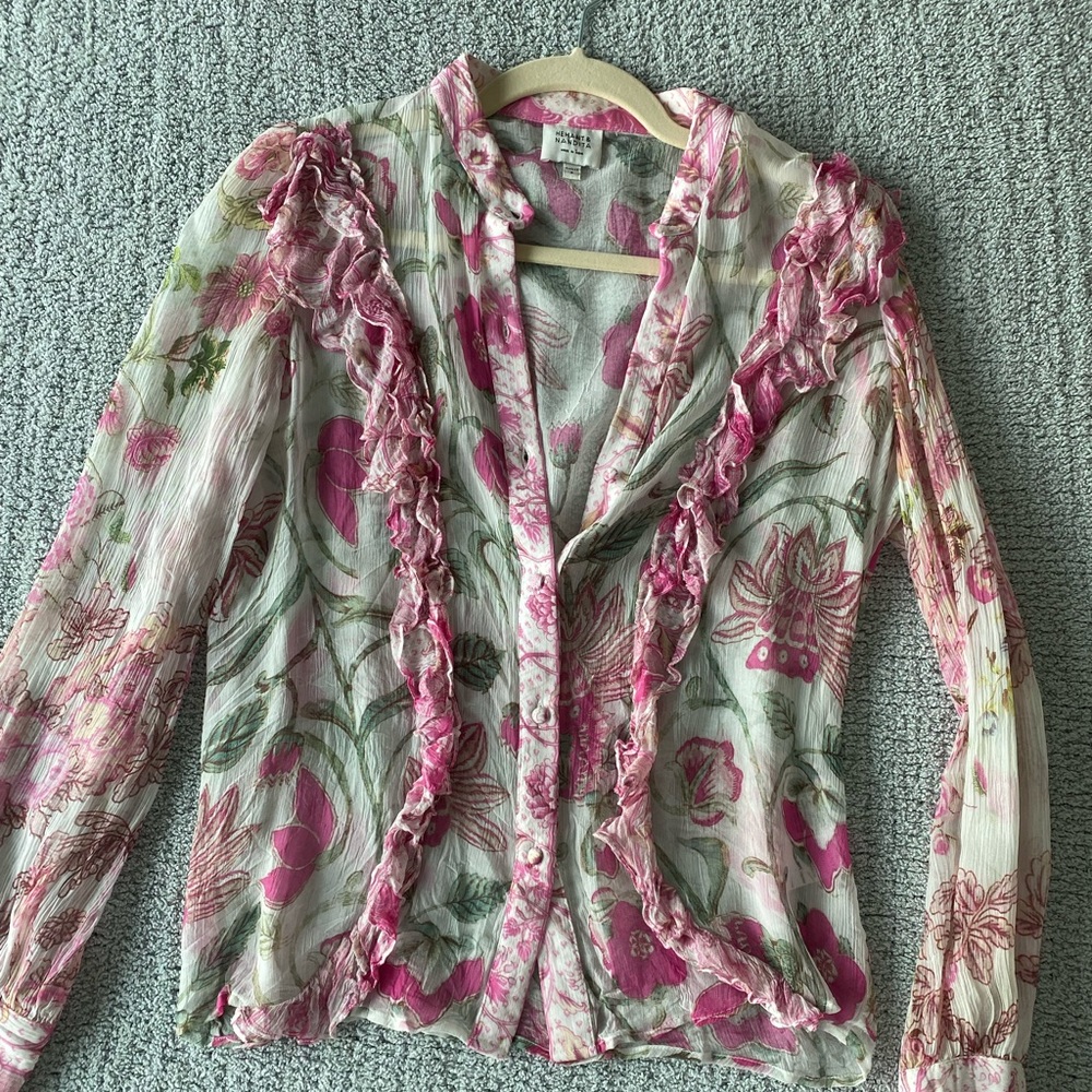 Hemant and Nandita beautiful semi sheer paisley blouse